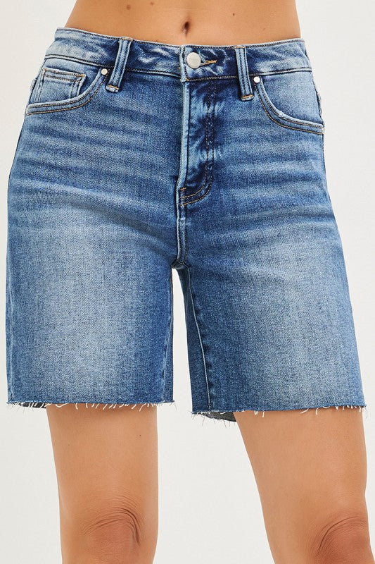 Risen Tummy Control Raw Cut Hem Shorts