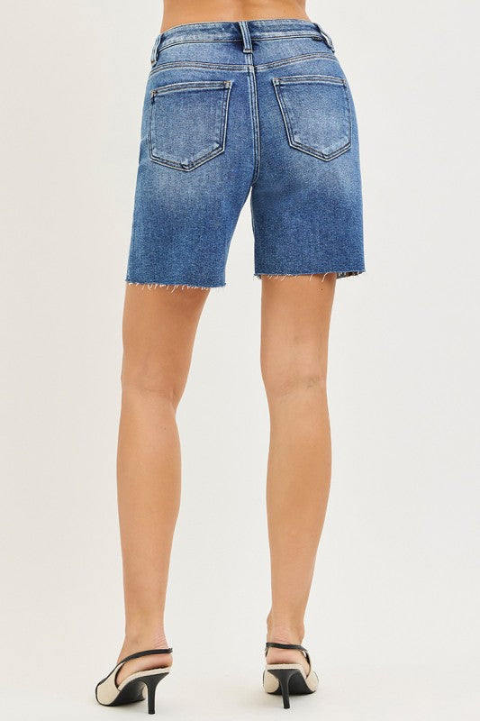 Risen Tummy Control Raw Cut Hem Shorts