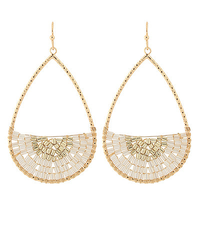Seed Bead Textured Teardrop Earrings