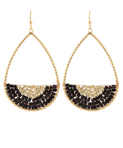 Seed Bead Textured Teardrop Earrings