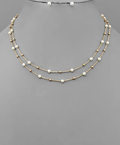 Pearl + Chain Layered Necklace