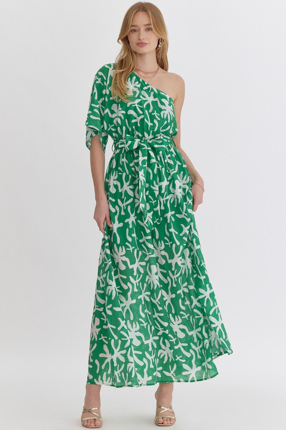 Printed One Shoulder Maxi Dress