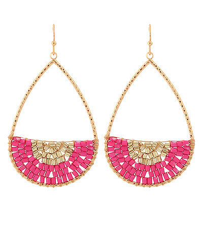 Seed Bead Textured Teardrop Earrings