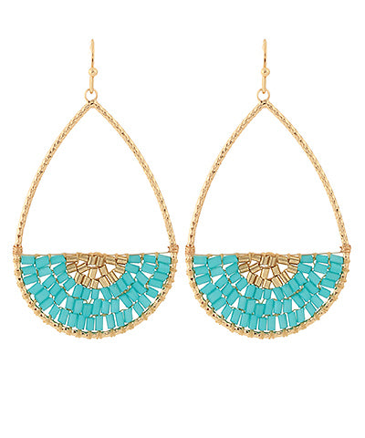 Seed Bead Textured Teardrop Earrings