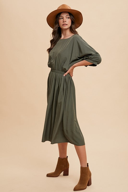 Dolman Sleeve Midi Dress