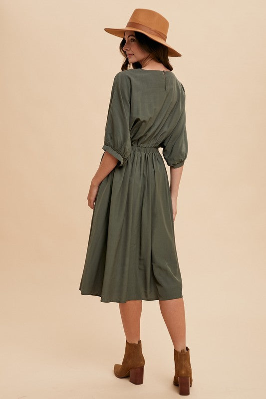 Dolman Sleeve Midi Dress