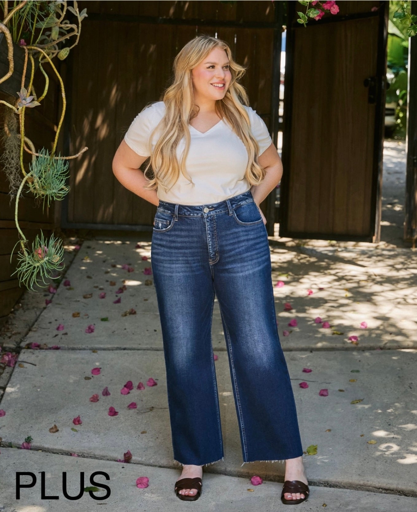 Lovervet Tummy Control Wide Leg Denim Pants