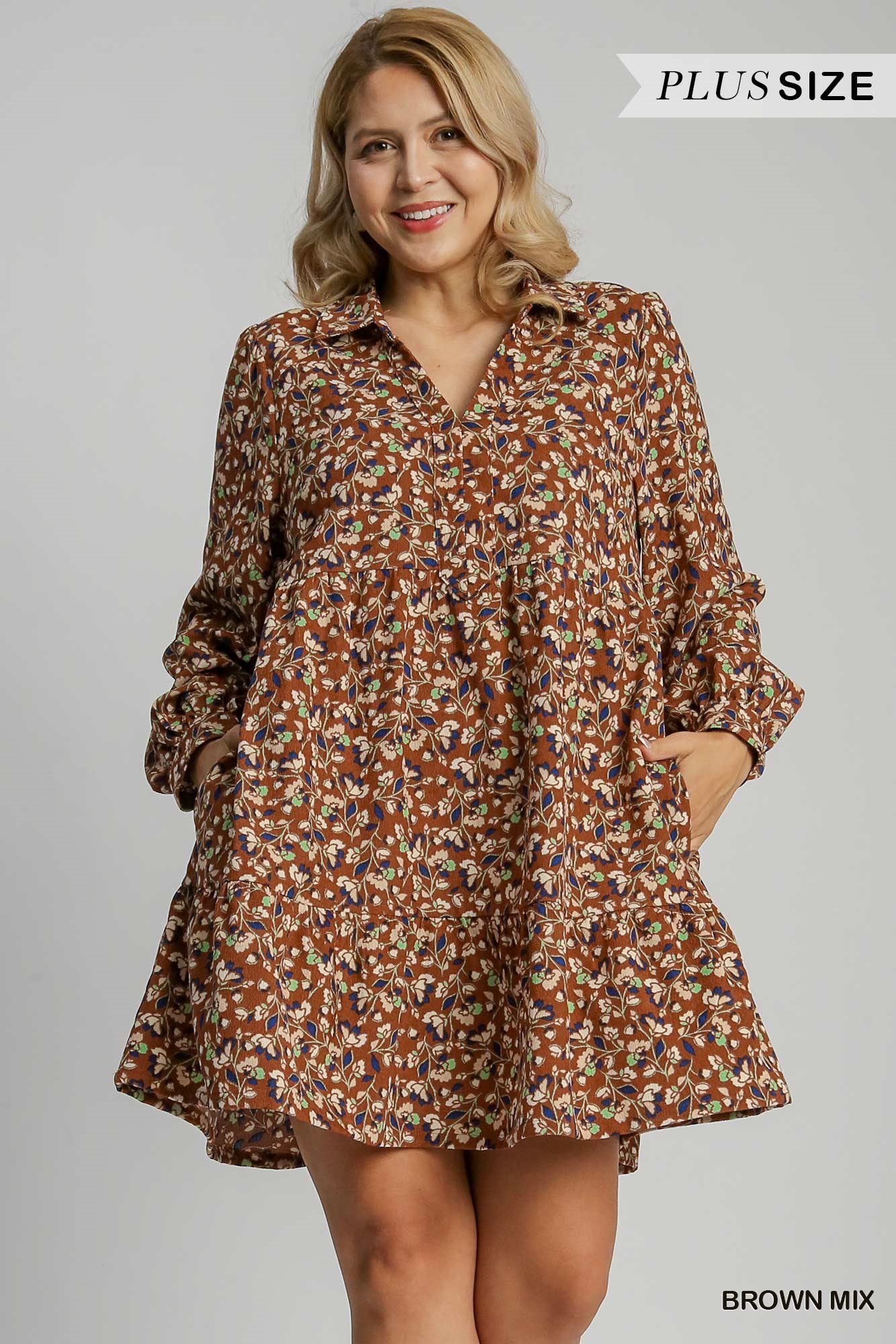 Floral Print Corduroy Dress