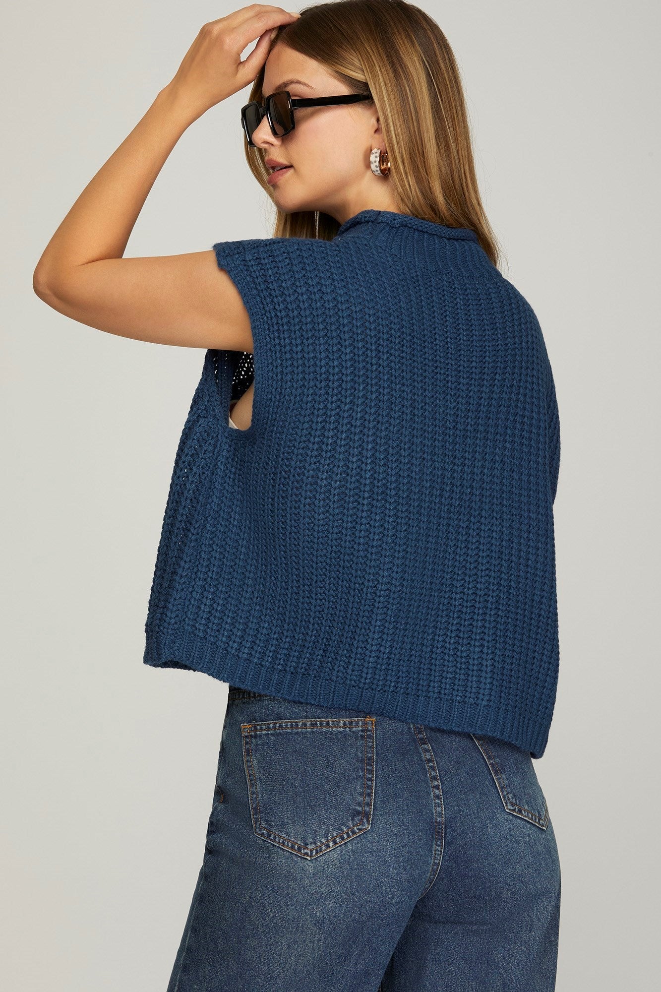 Sleeveless Mock Neck Sweater