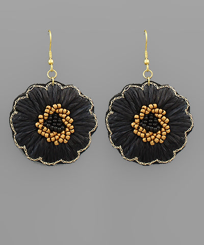 Raffia Flower Earrings