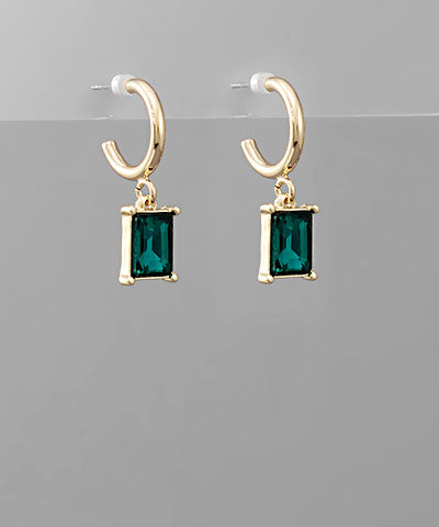 Square Glass Dangle Hoops