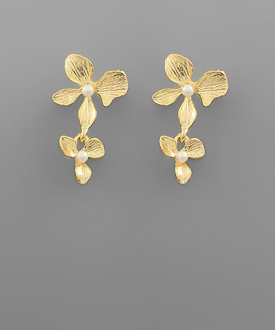 Textured Double Flower Earrings