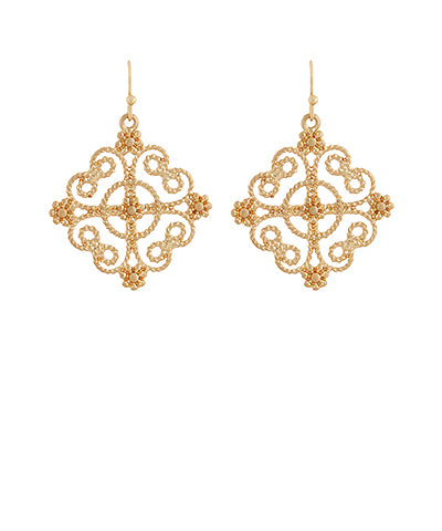 Filigree Cross Floral Point Earrings