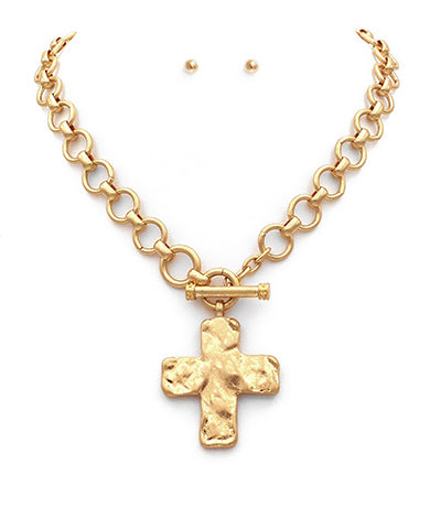 Cross & Chain Toggle Necklace Set