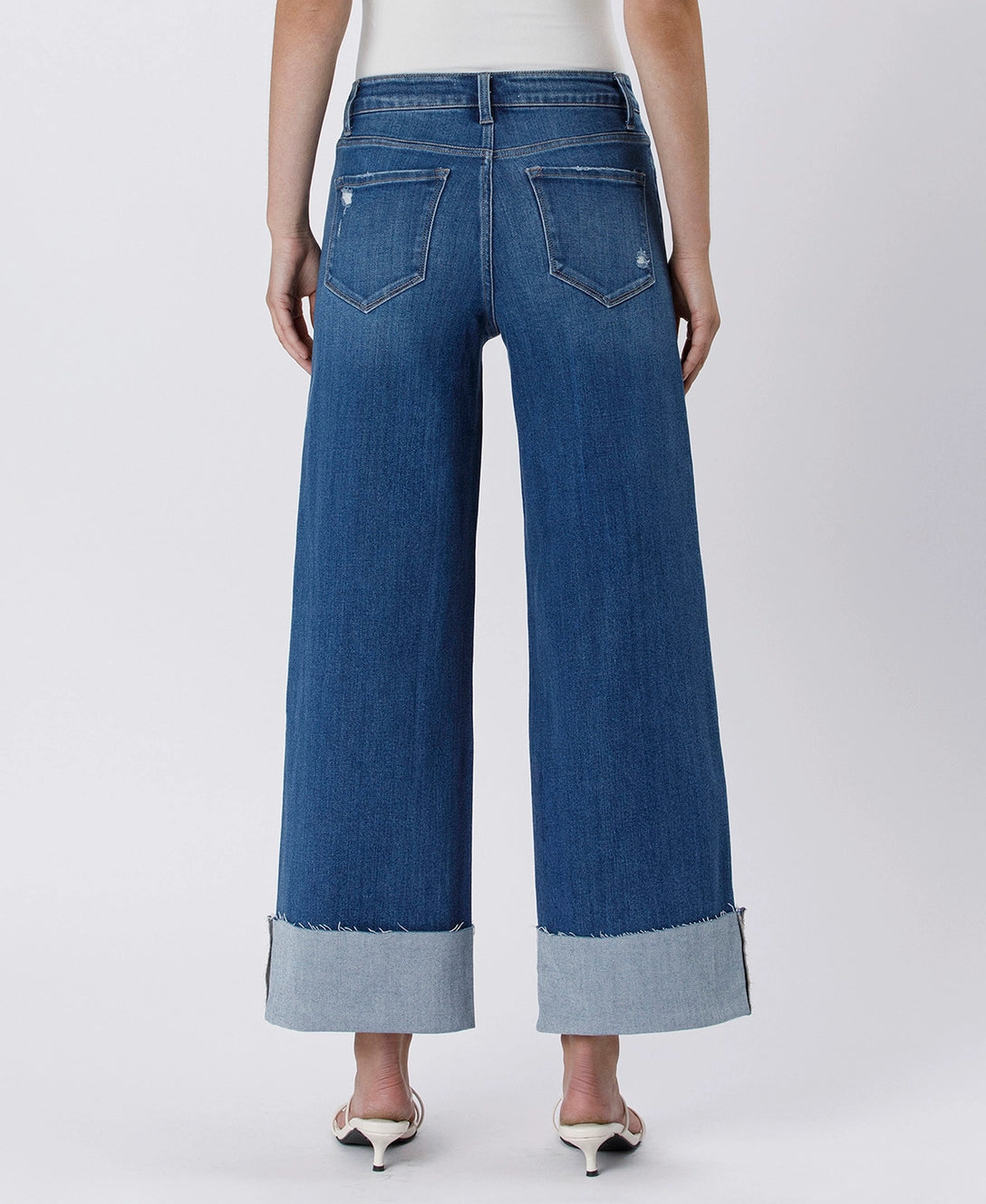 Lovervet Cuffed Ankle Wide Leg Jeans