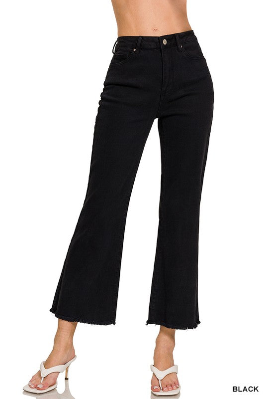 Zenana Acid Washed Cropped Bootcut Pants