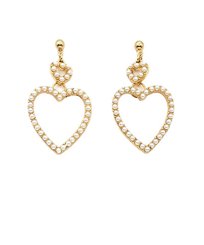 Heart Shape Studded Pearl Earrings