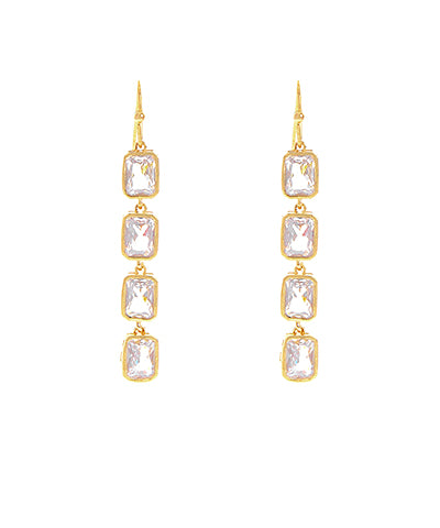 CZ Rectangle Drop Earrings