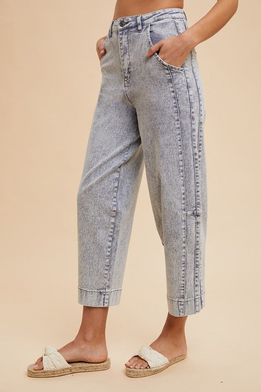 Stone Washed Barrel Jeans
