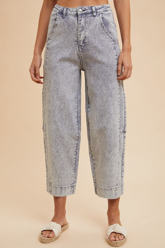 Stone Washed Barrel Jeans