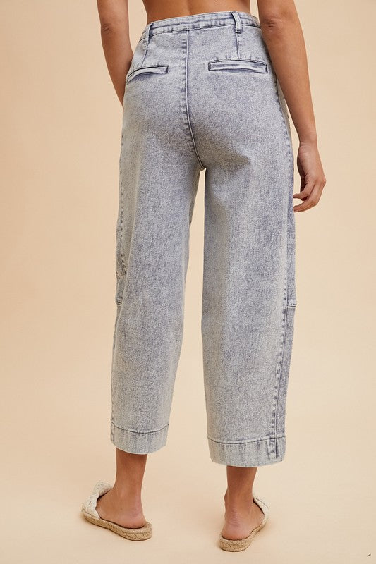 Stone Washed Barrel Jeans