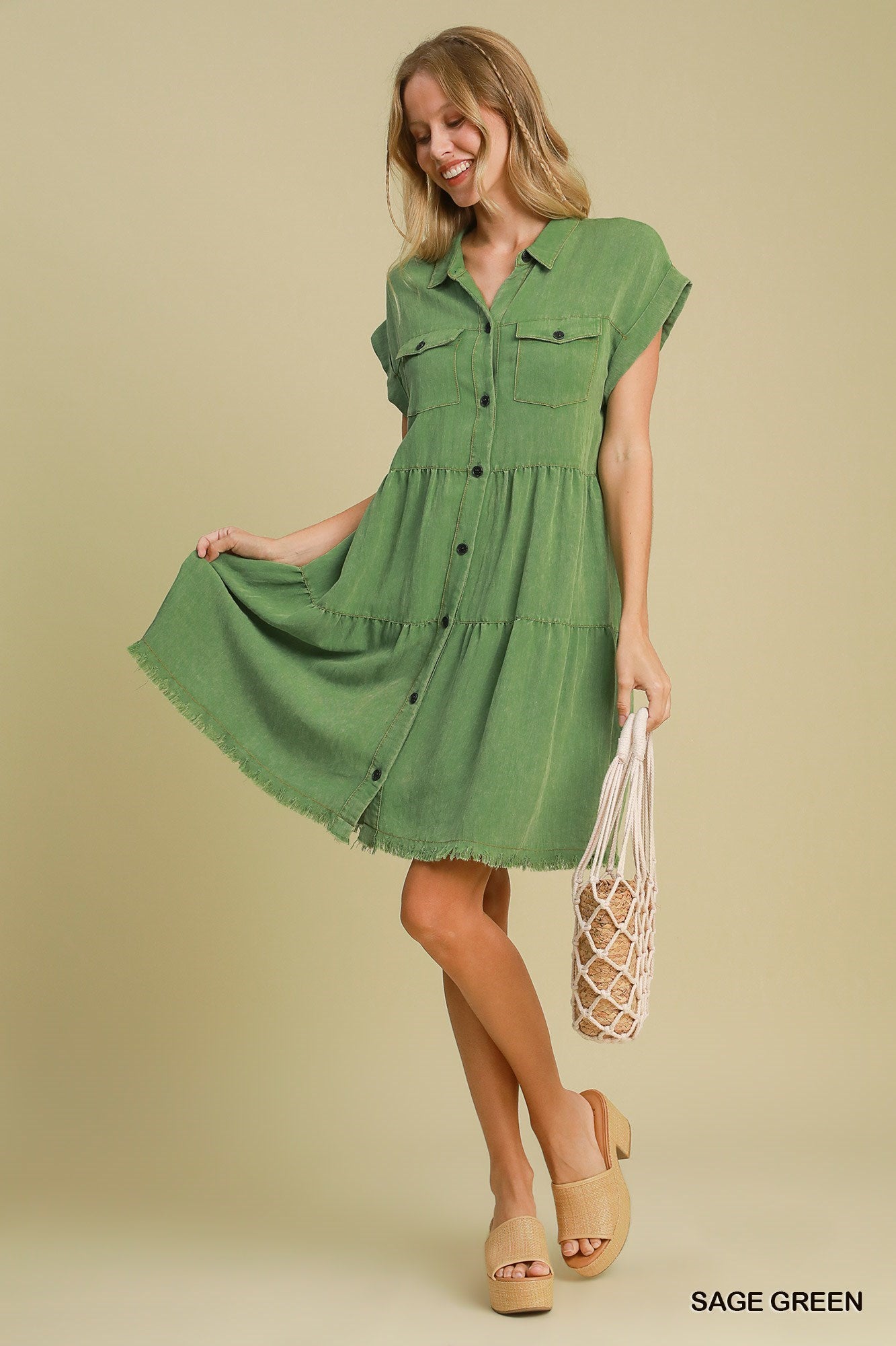 Snow Washed Button Up Dress
