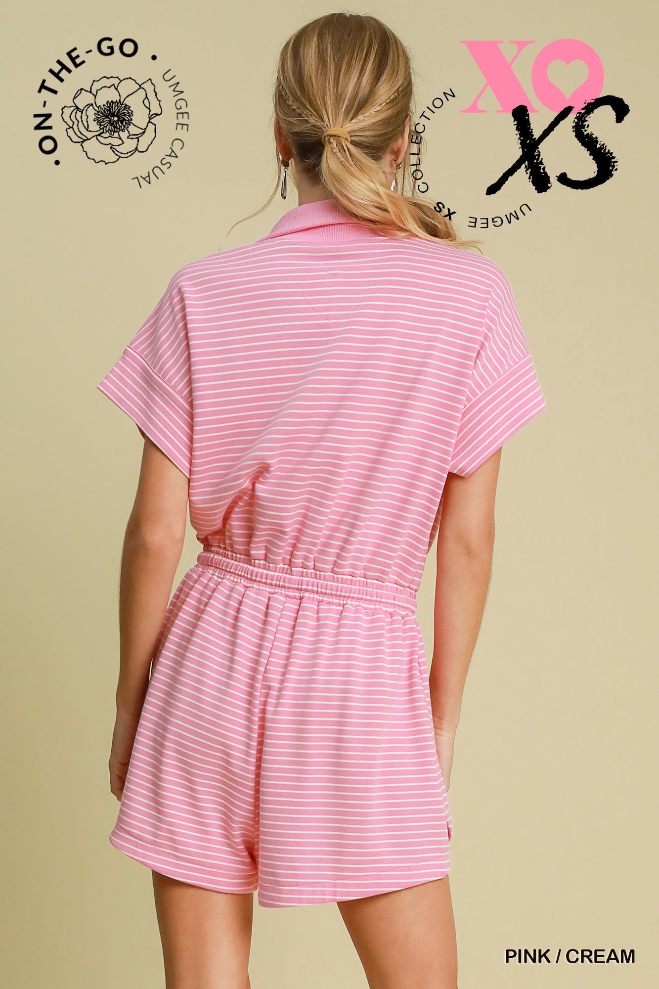 Striped Half Zip Romper