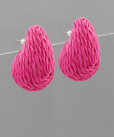 Wrapped Raffia Teardrop Earrings