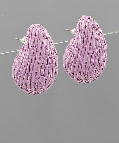 Wrapped Raffia Teardrop Earrings