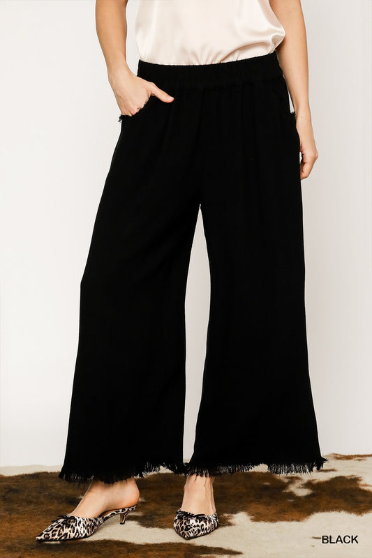 Linen Blend Wide Leg Pants