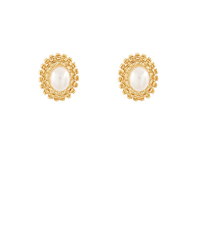 Textured Oval Pearl Stud Earrings