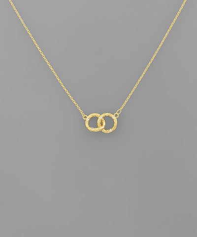 Double Circle Link Charm Necklace