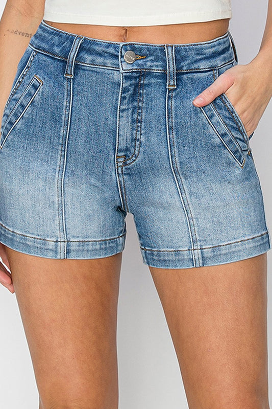 High Rise Front Seam Detail Shorts