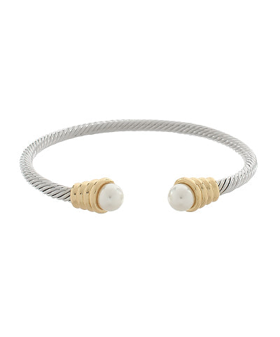 Pearl Dome Cable Cuff Bracelet