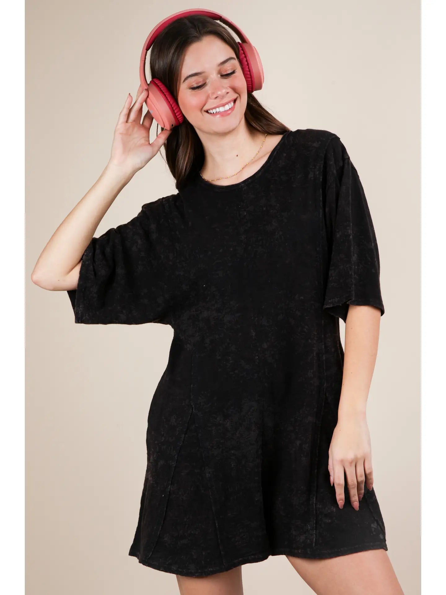 Mineral Washed Oversized Knit Comfy Romper