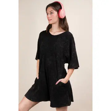Mineral Washed Oversized Knit Comfy Romper