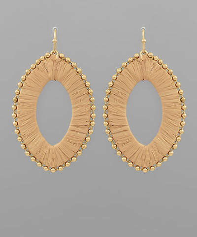 Wrapped Raffia Oval Earrings