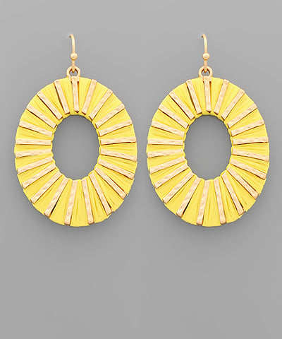 Raffia Wrapped Oval Earrings
