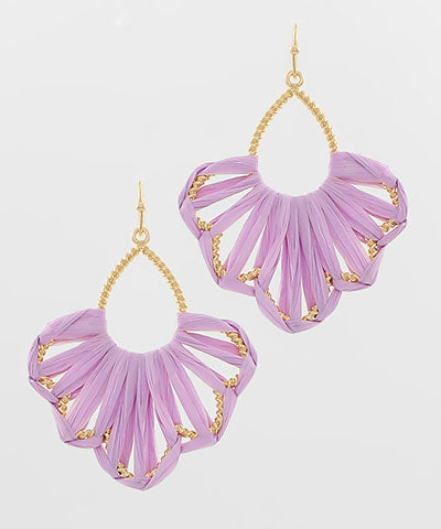 Wrapped Raffia Wire Earrings