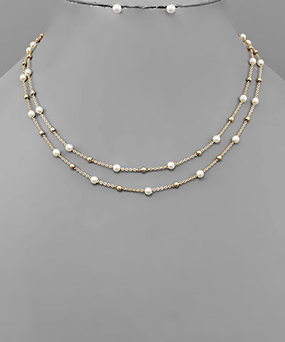 Pearl Chain Layered Necklace