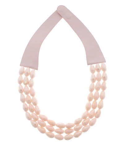 3 Row Faceted T-Drop Bead Necklace
