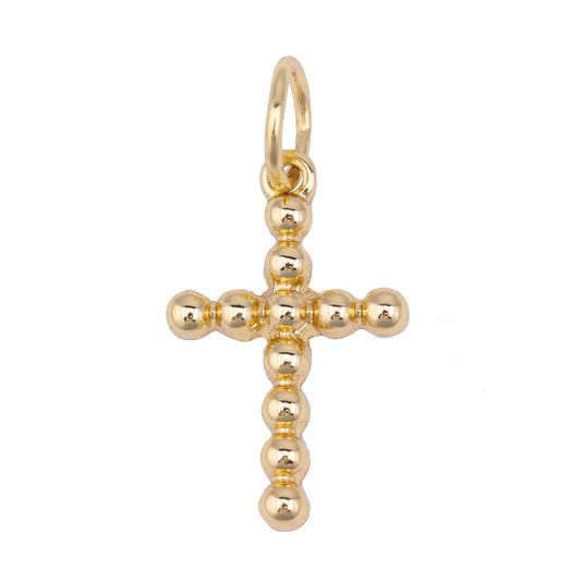 Gold Beaded Cross Charm