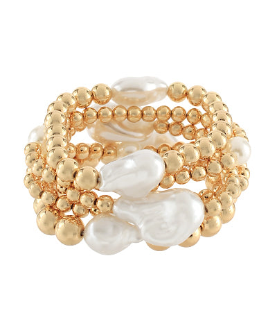 5 Row Baroque Pearl and Ball Bracelet
