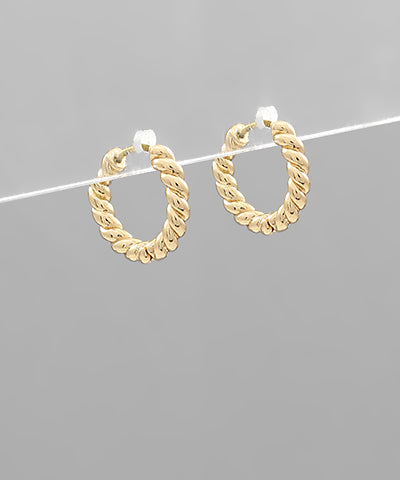 Brass Rope Textured Hoops