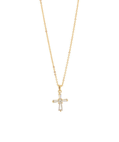 Baguette Cross Pendant Necklace