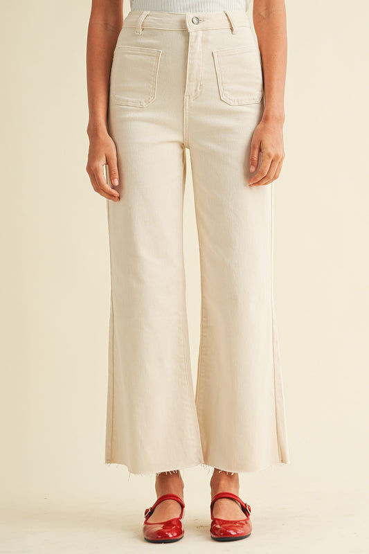 Front Two Pocket Stretch Wide Leg Denim Jeans