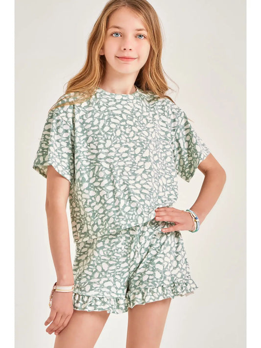 Girls Animal Print Short Set