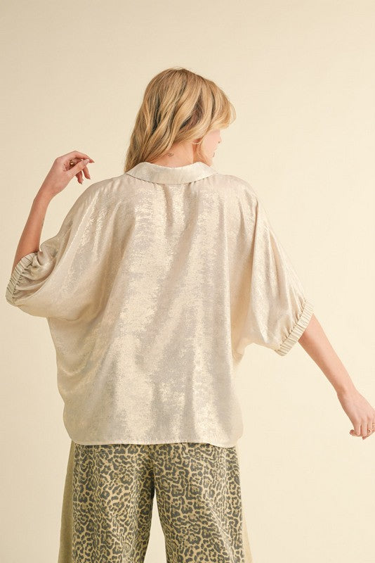 Metallic Dolman Sleeve Top