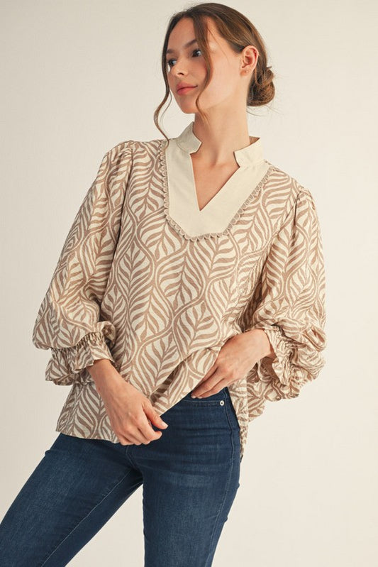 Collared Printed Top