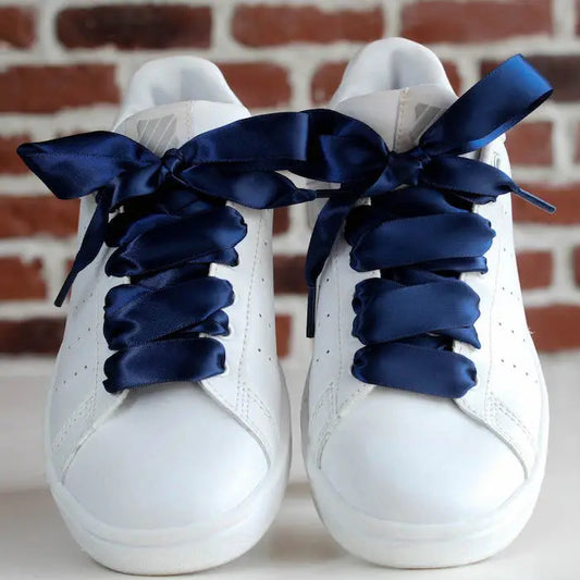 Navy Satin Shoelaces